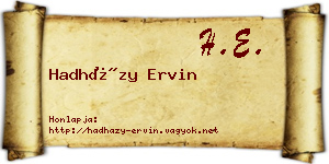 Hadházy Ervin névjegykártya